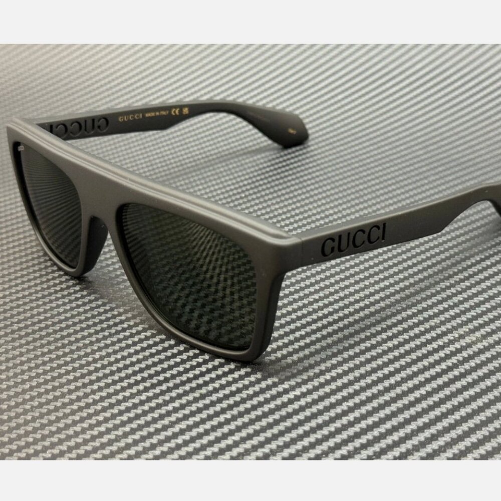 GUCCI Matte Black Grey Men's Large 57 mm Sunglasses